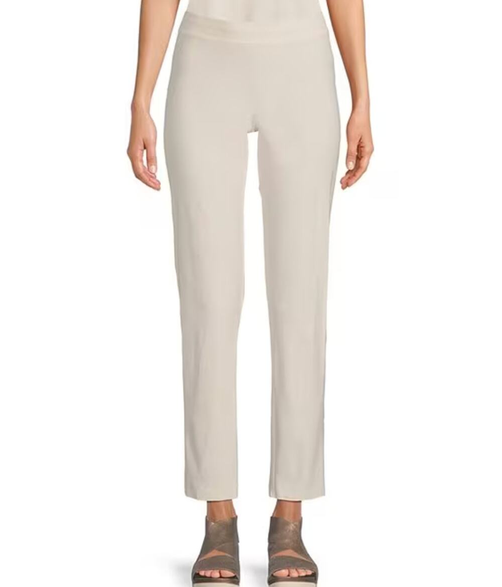 Eileen Fisher Slim Pant Womens Medium Bone Washable Flex Crepe Pull On Ankle